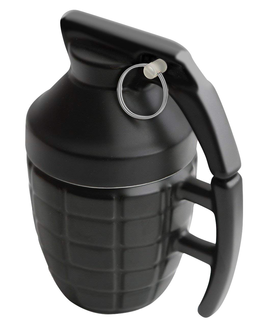 AdkwseBlack Ceramic Hand Grenade Mug with Lid 280ml