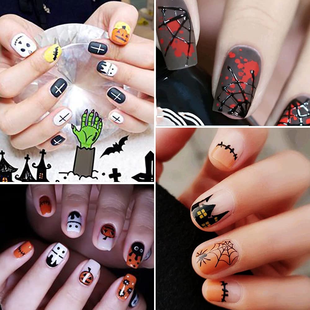 Stickers Nail Art Halloween - Citrouille, Sorcière, Arbre - Décalcomanies Pour Ongles