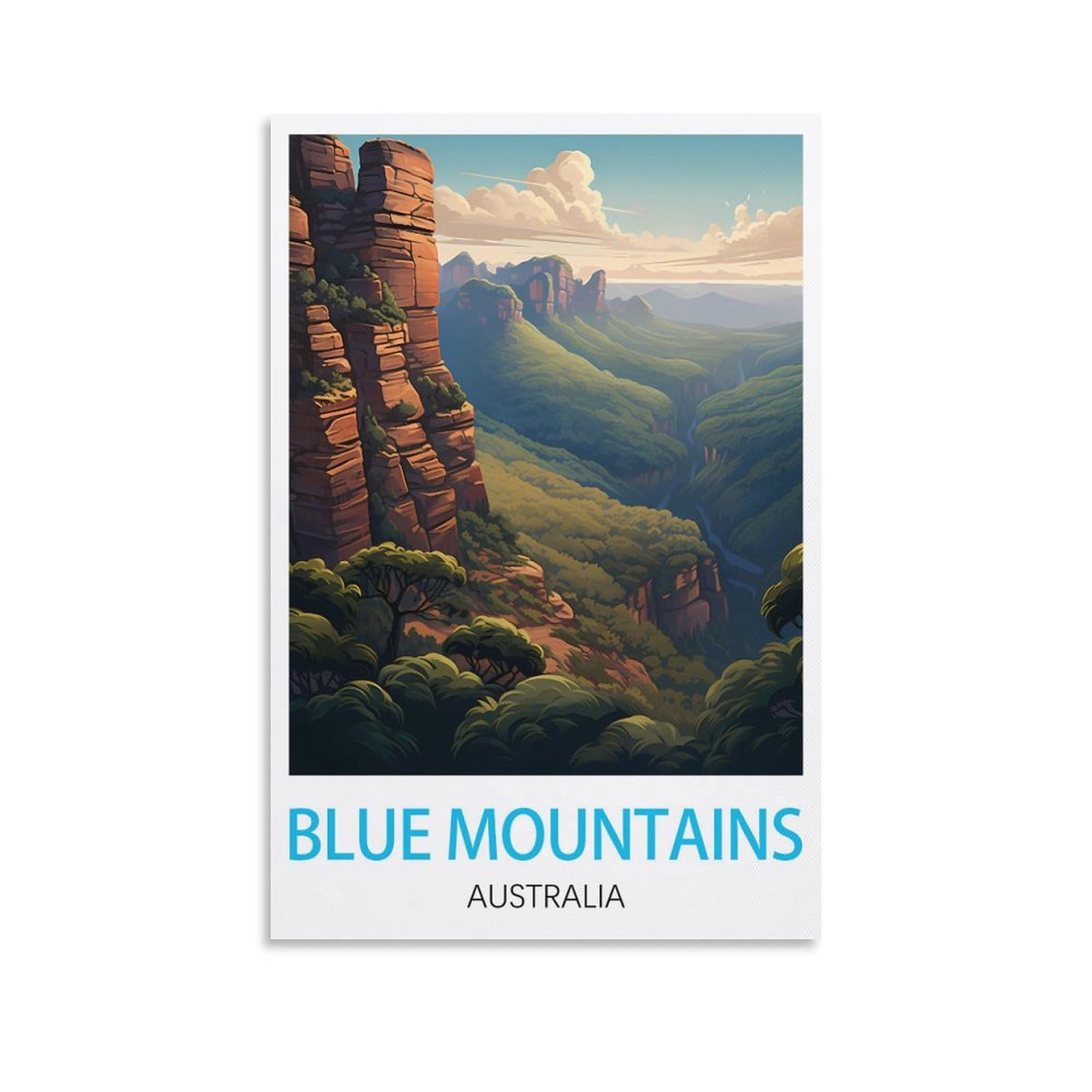 Orbana Unframe-Style Blue Mountains Australia Vintage Travel Posters 08X12inch(20X30cm) Canvas Print For Living Room, Bedroom, Dorm, Home, Office Wall Decoration