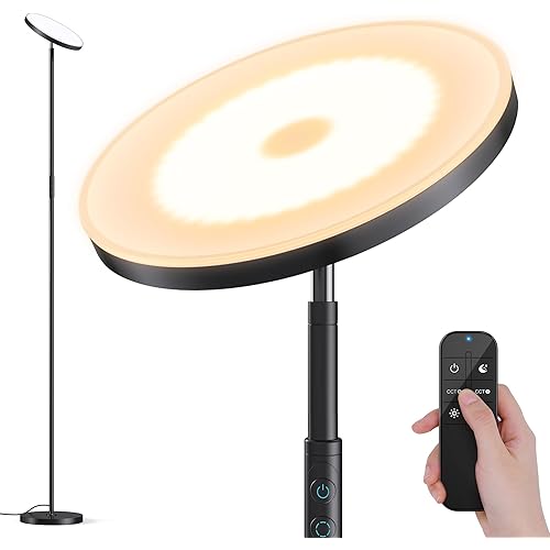OHLUX Floor Lamp,36W/3000LM Sky LED Modern Torchiere 4 Color Temperatures Super Bright Floor Lamps-Tall Standing Pole Light with Remote & Touch Control for Living Room,Bed Room,Office