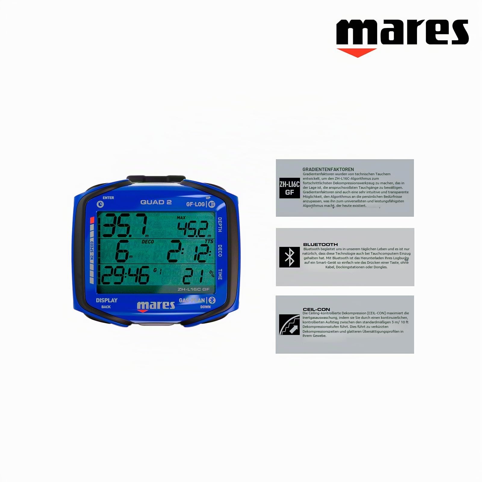 Mares Dive Computer Quad 2 (blau)