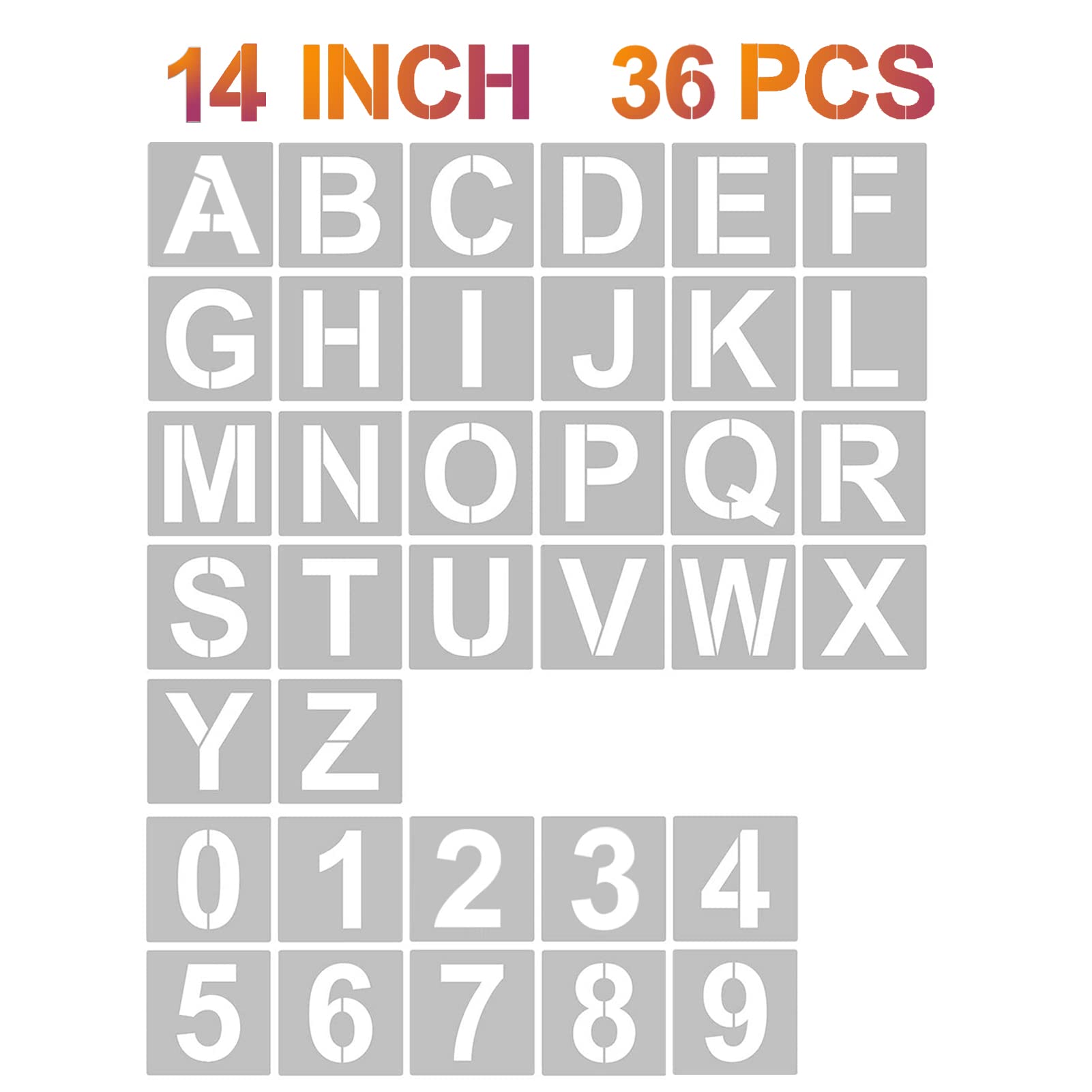 Amazon.com : YEAJON 14 Inch Letter Stencils and Numbers, 36 Pcs Alphabet Art Craft Stencils, Reusable Plastic Art Craft Stencils for Wood, Wall, Fabric, Rock, Signage, DIY Art Projects : Arts, Crafts & Sewing
