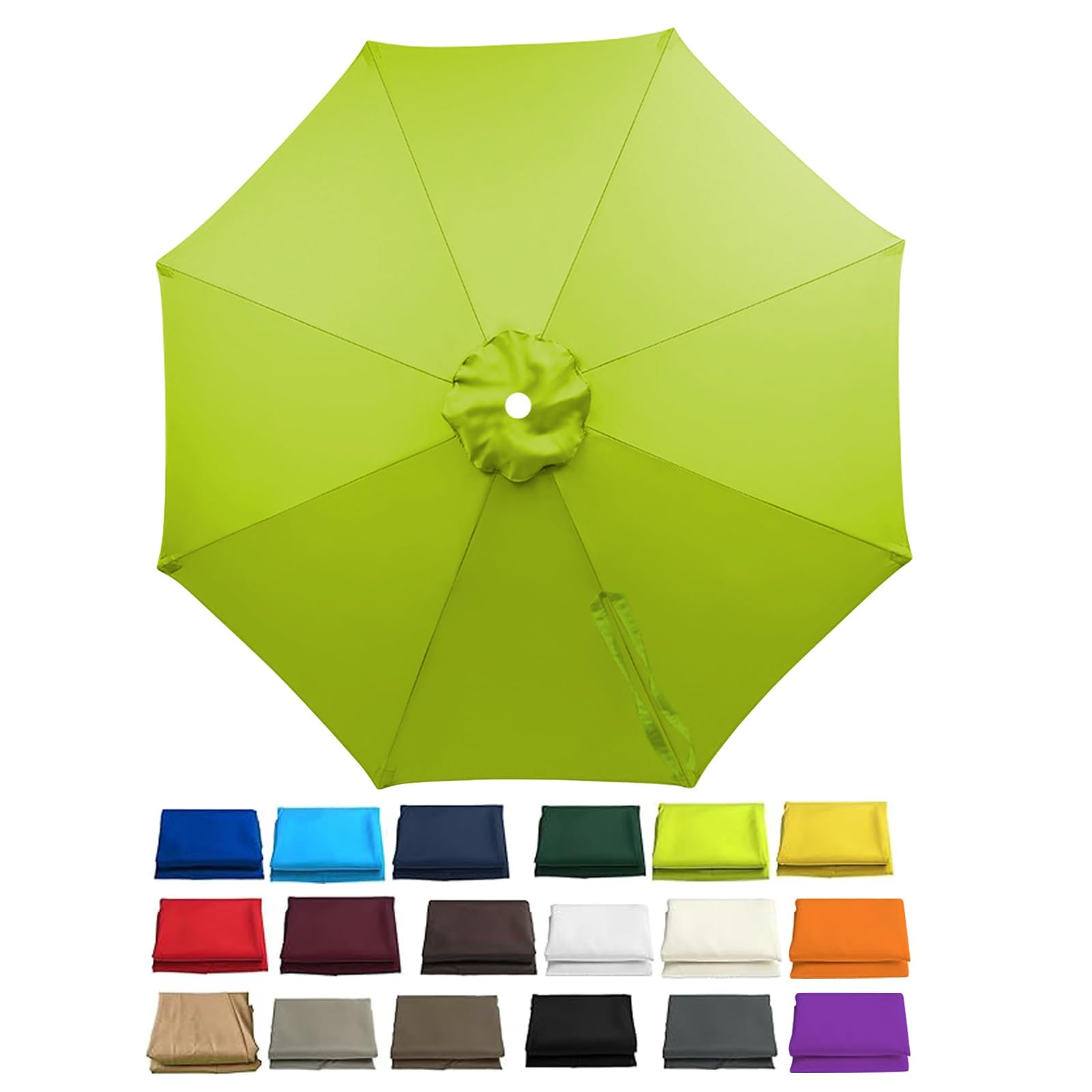 ESOYAWE Garden Parasol Replacement Cover, 2m 2.3m 2.5m 2.7m 3.0m 4.0m 6/8 Arms Sun Umbrella Canopy Replacement Outdoor Market Patio Table, UV-Block Waterproof Polyester Cloth Fabric(Green,6ribs/2.3m)