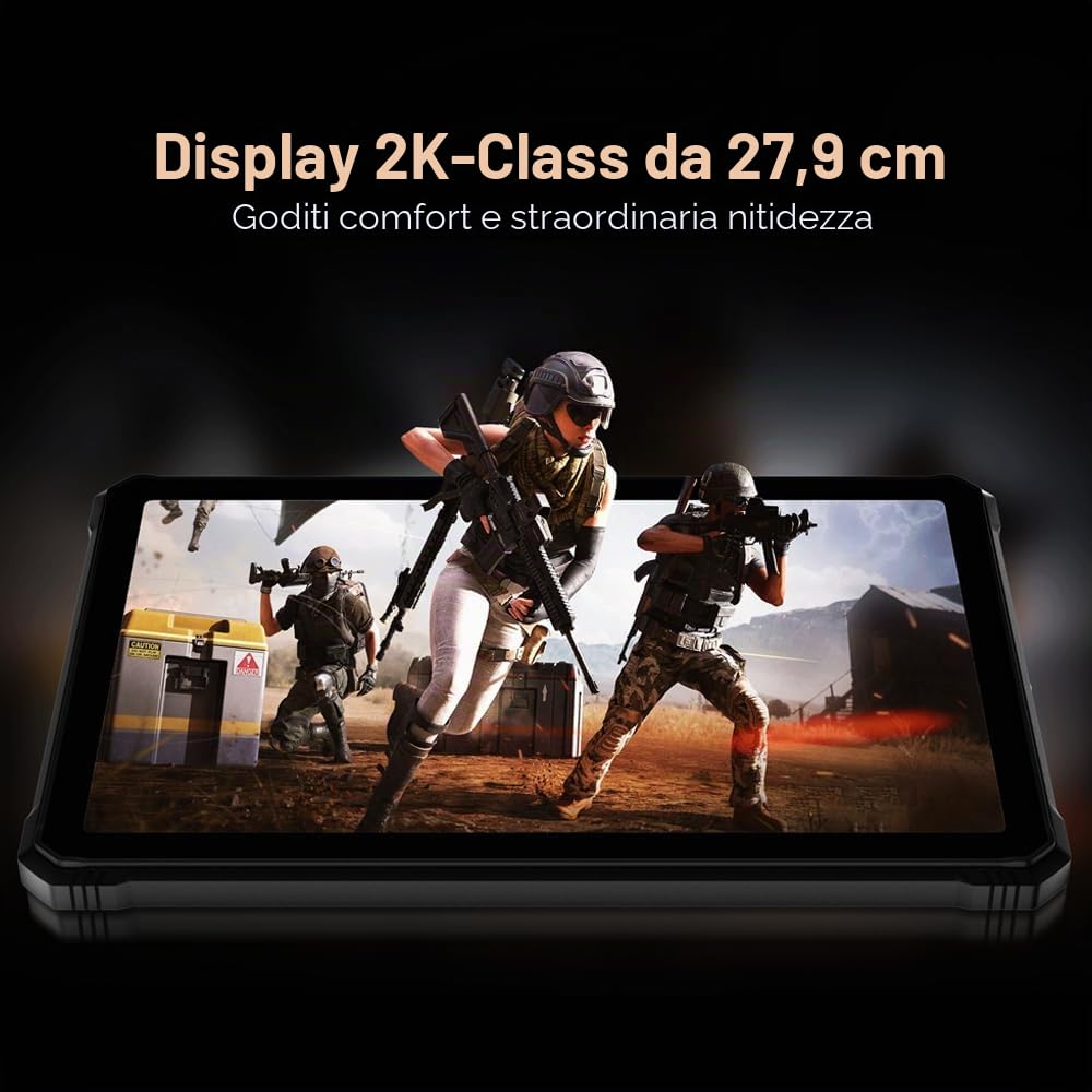 HOTWAV R9 Plus 4G Rugged Tablet 11 Pollici, 24GB+512GB+1TB Octa-core, 20080mAh Rugged Smartphone, 64MP+16MP, 2 Altoparlanti, IP68 Tablet Impermeabile, 4G LTE, 5G WIFI,OTG,GPS,Face ID,WIFI 5
