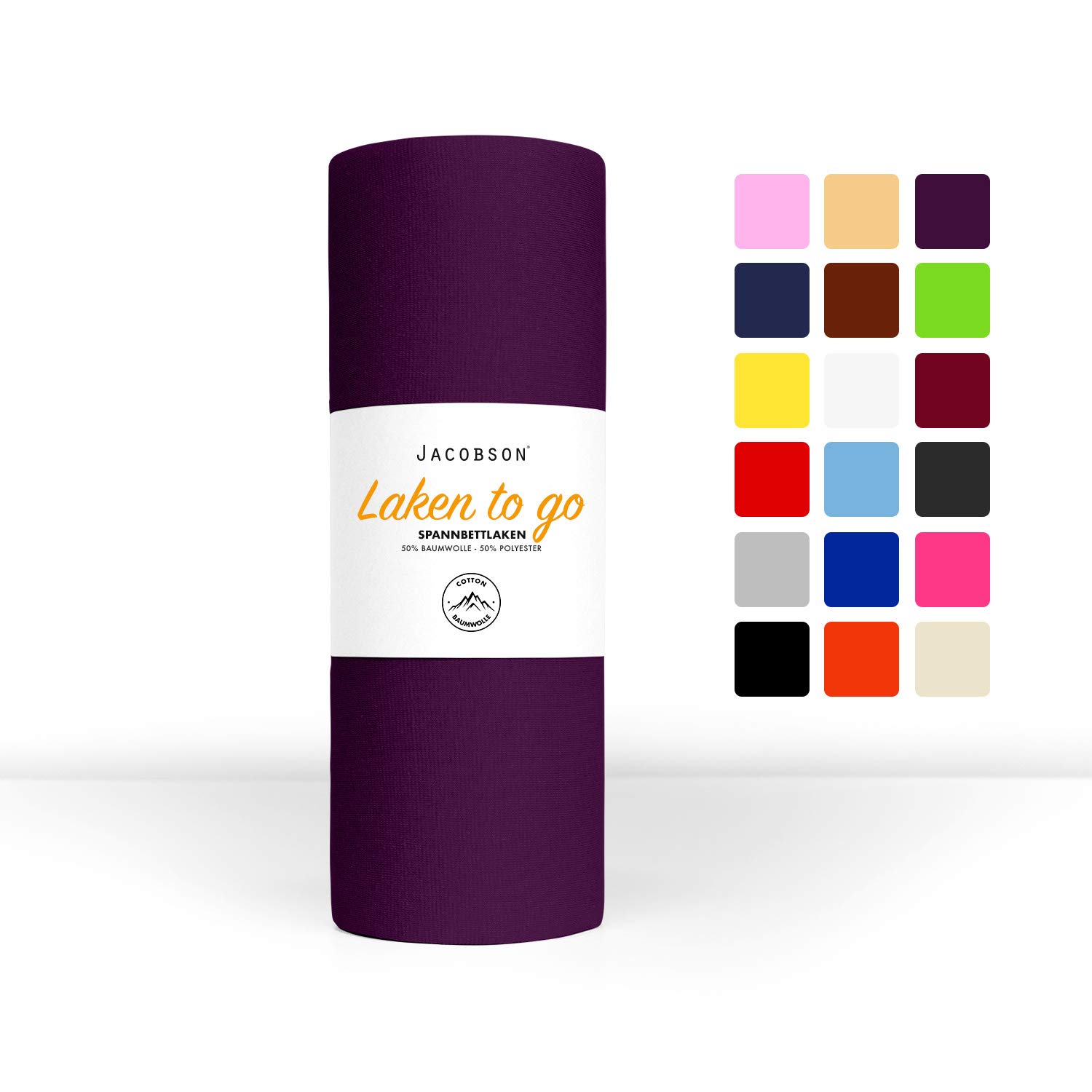 Jacobson Laken to GO Spannbettlaken Jersey Spannbetttücher Bettlaken 50% Baumwolle 50% Polyester (180x200-200x200cm 2er Set, Royal Lila)