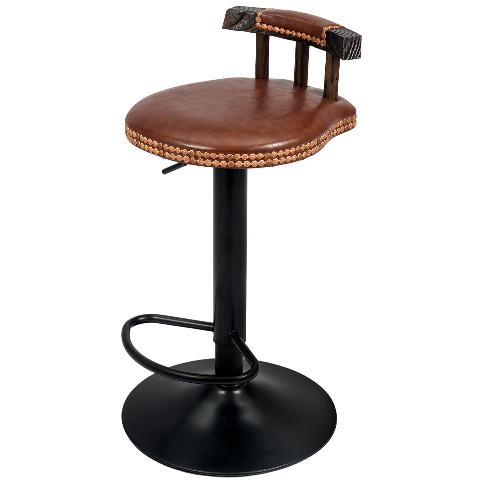SUNNYNEST Stool Vintage Bar Stools Height Adjustable Swivel High Leg Lifting Elegant Breakfast Bar Stools Set for Kitchen Counter (Light Brown)