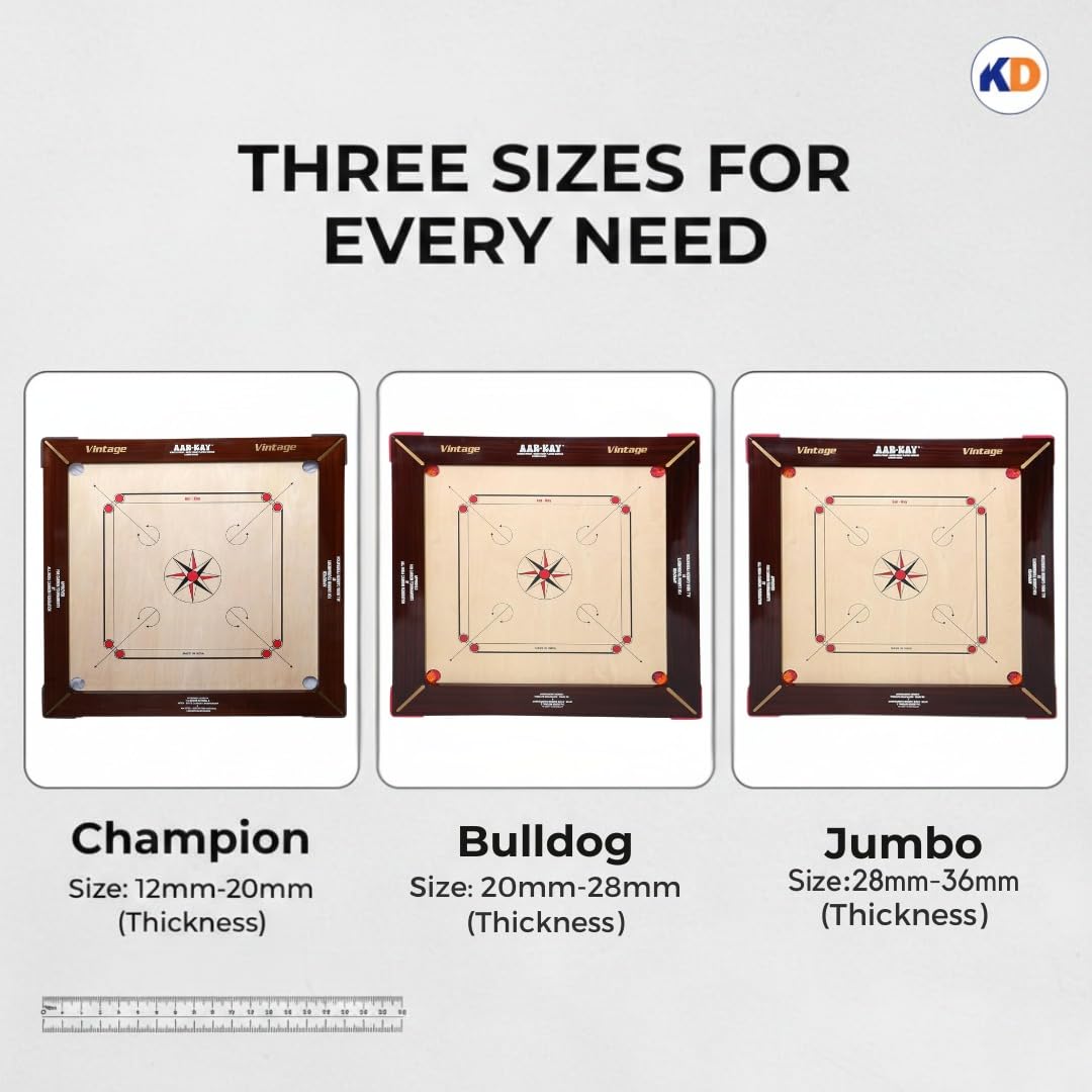AAR-Kay Carrom Board Vintage compensato approvato dalla Carrom Federation of India & International Carrom Federation (BullDog, 28 mm)