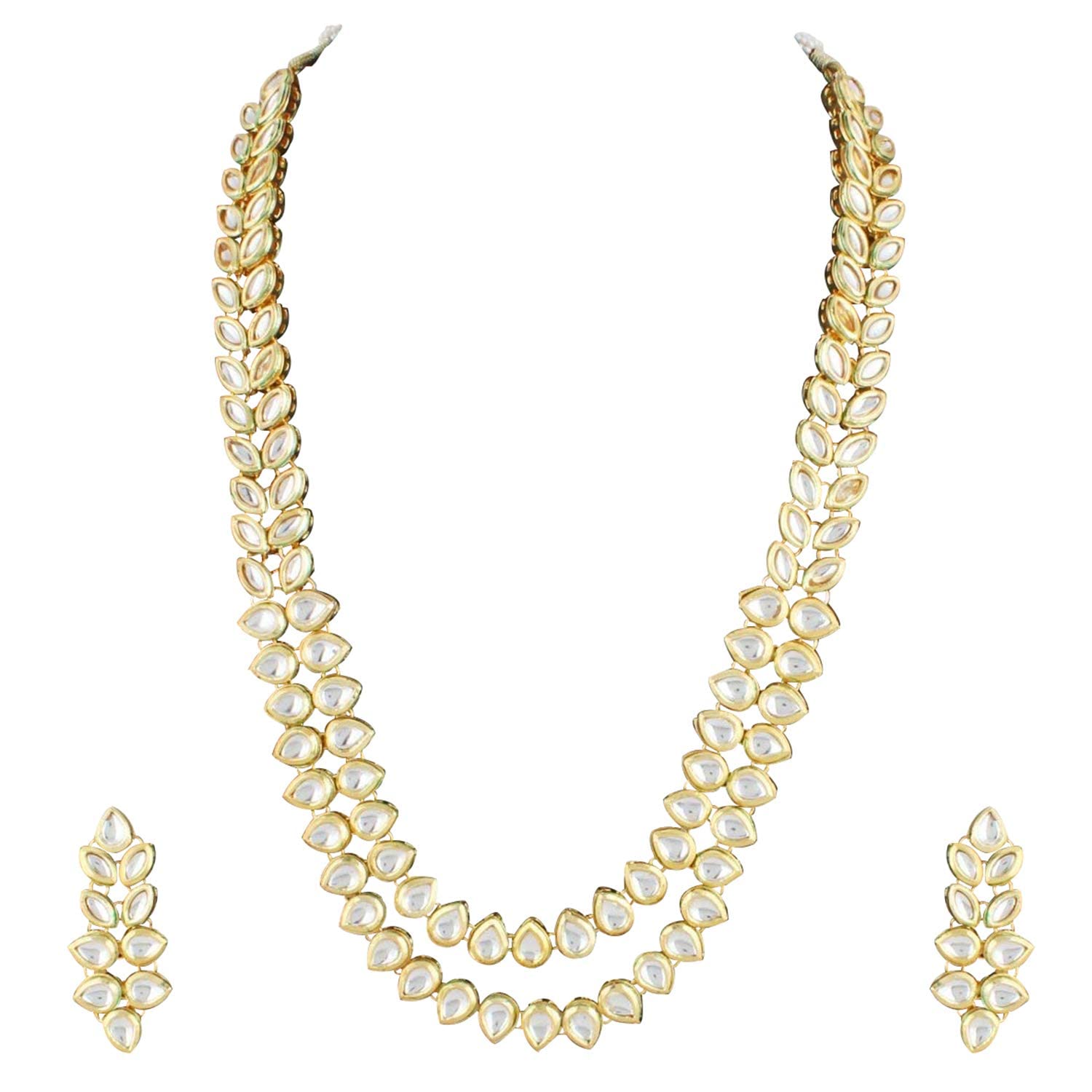 I Jewels Gold Plated Traditional 2 Layered Long Kundan Studded Necklace Jewellery Set with Earrings for Women And Girls (IJ363FL) (B0BSBVQ3W9) Amazon Price History, Amazon Price Tracker