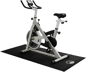 Tapete de bicicleta ergométrica – Tapete antiderrapante impermeável para ciclismo interno ou esteira – Tapete de treino multiuso com redução de ruído da Wakeman, preto