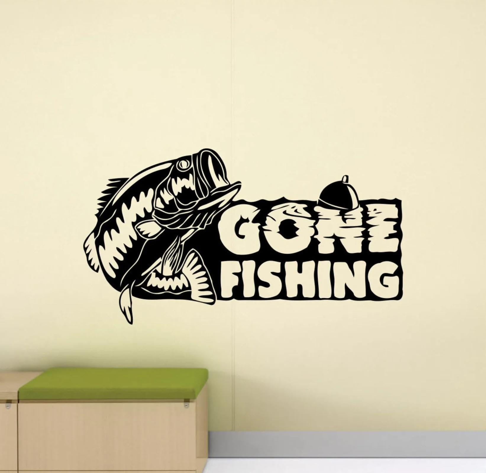 Youousi Black Fisherman Fish Logo Vinyl Sticker Fishing Wall Decal Fishing Enthusiast Club Wall Art Decal