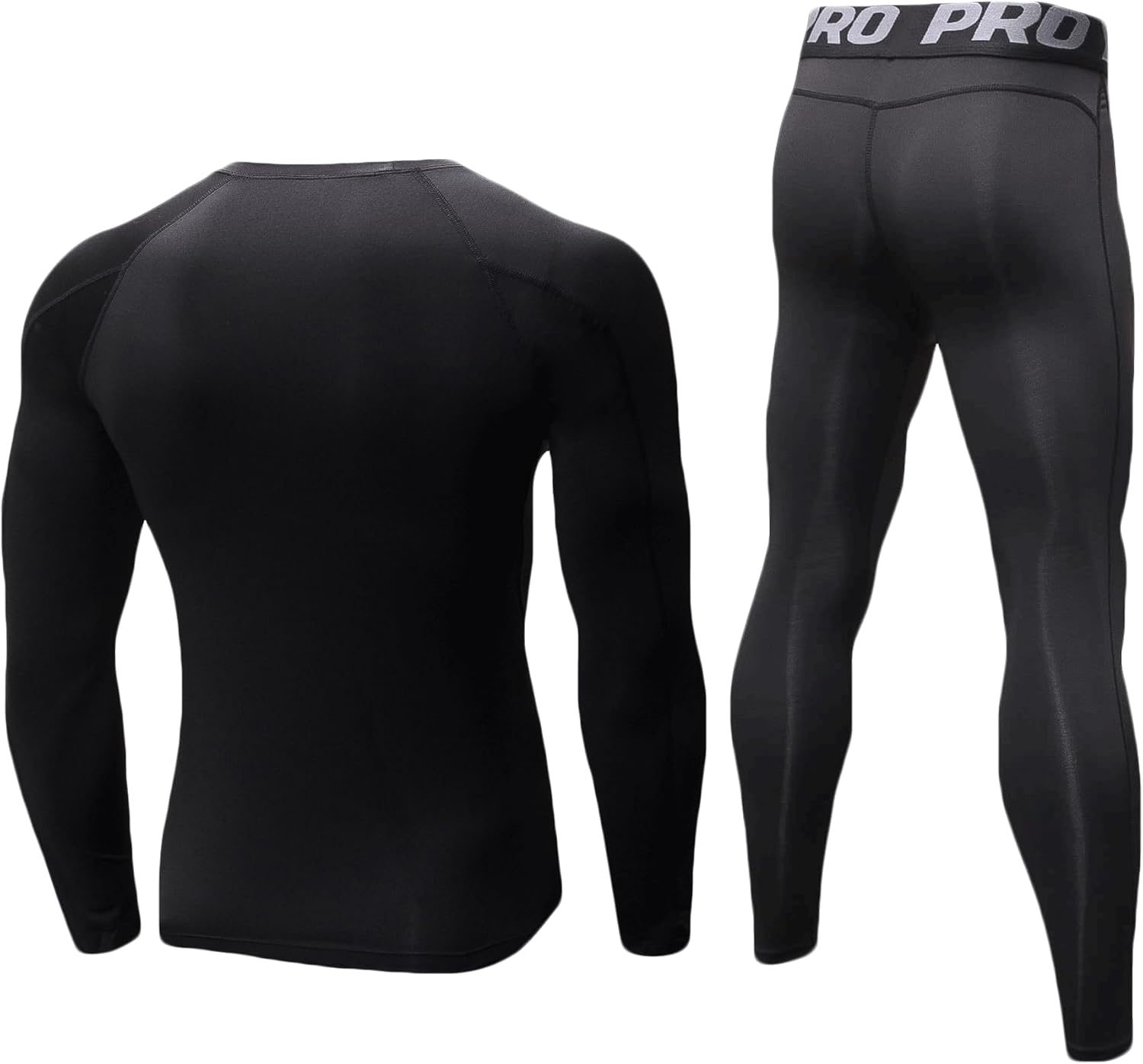LANBAOSI Mens Workout Compression Set Pants and Long Sleeve Shirts Winter Warm Thermal Baselayer Top & Bottom