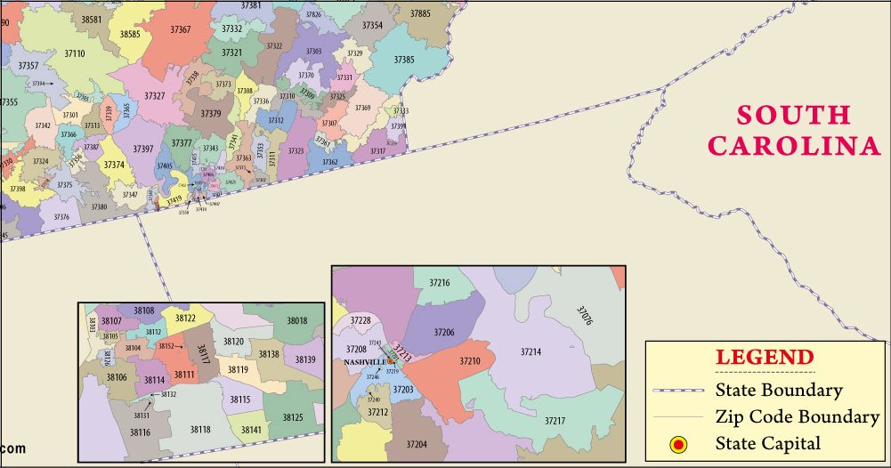 Tn Postcaode Map Zip Code Map Of East Tennessee ZIP Codes In The City Of Nashville,