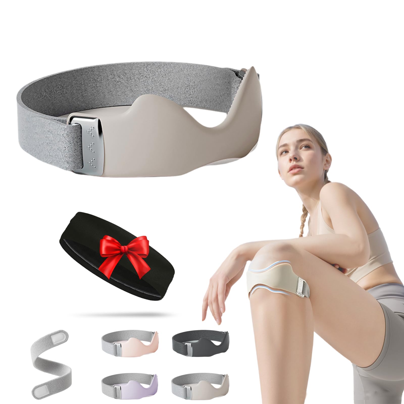 Patella Tendon Knee Strap, Flexwrap Knee Strap, Non-Slip Silicone, Knee Support Men, Patellar Tendon Support Strap, for Knees Pain Knees Brace Running Basketball Hikin (Grey-1Pcs)
