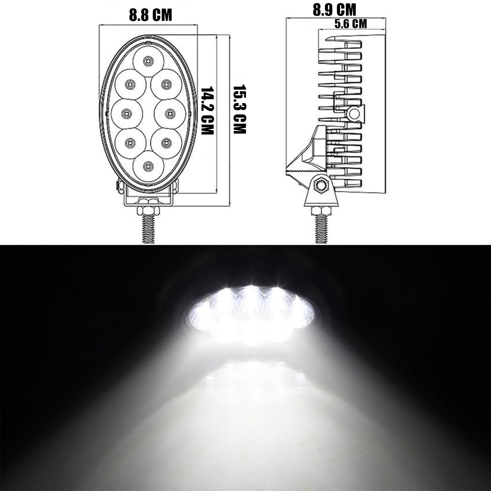 40W Phare de Travail Led Tracteur Ovale 12V/24V Feux de Travail LED Compatible avec John Deere CAT
