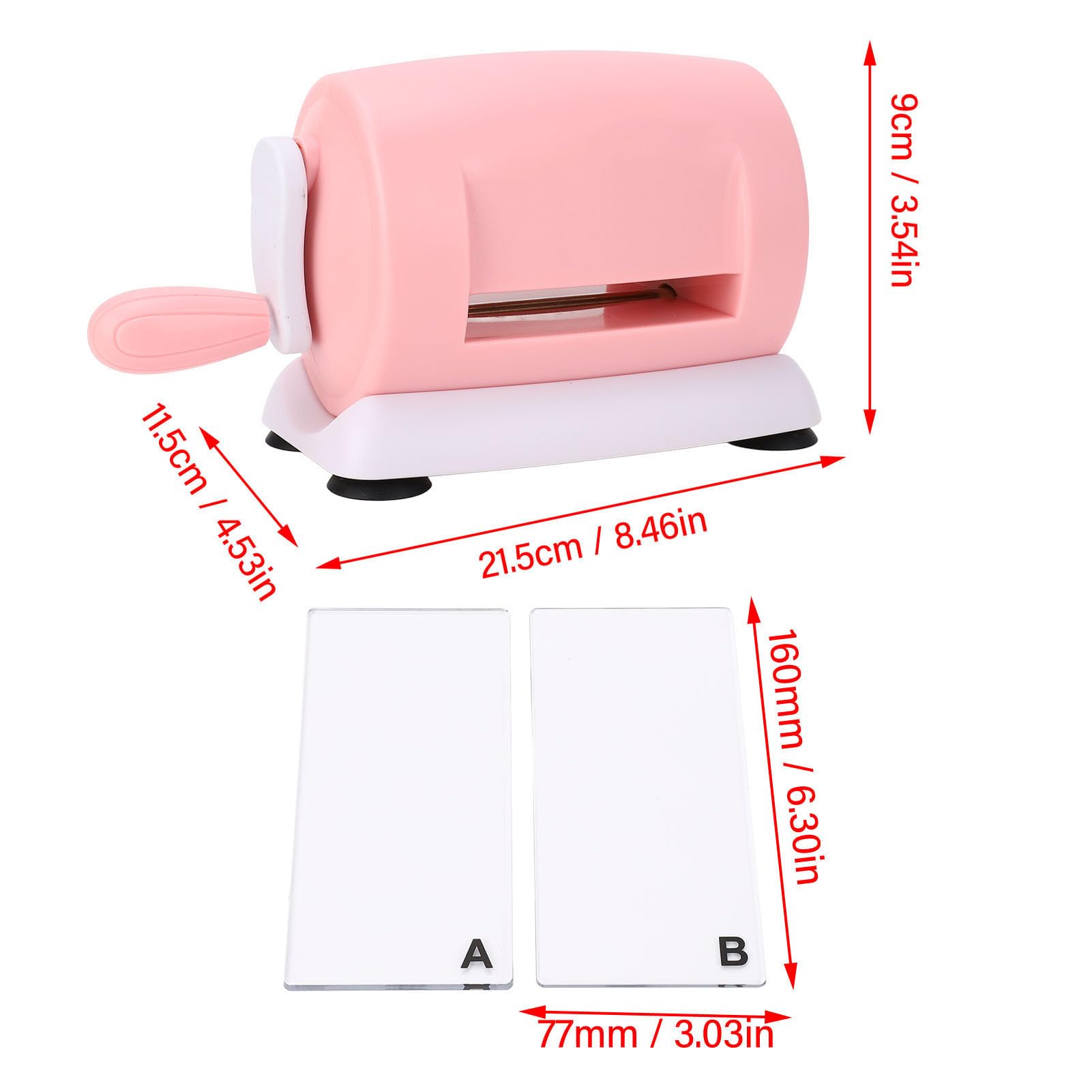 Jeffergarden Maszyna do Wytłaczania Sztancowania, Mini Przecinarka do Papieru z korbą ręczną ABS Tworzenia Kart, Różowa Drukarka Brajlowska 215 X 115 X 90 Mm z 2 Tablicami Samodzielnego Tworzenia