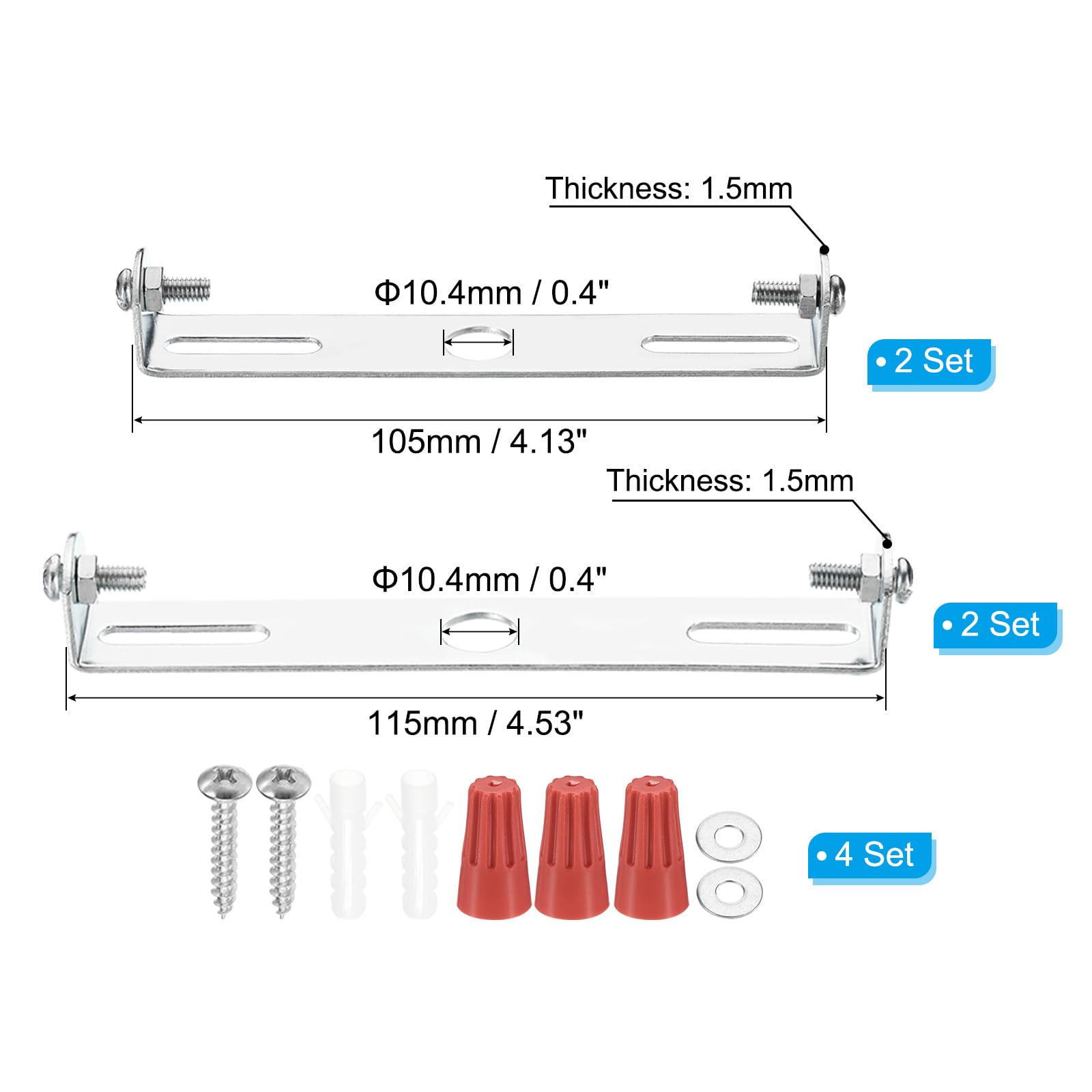 PATIKIL 105mm(4.13"), 115mm(4.53") Universal Light Fixture Mounting Bracket Kit - Image 2