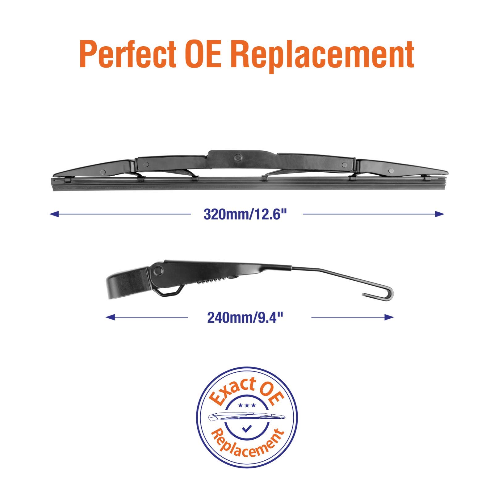 Repuesto de brazo y escobilla de limpiaparabrisas trasero original Honda 76720-T0A-003 CRV 2012-2016, ajuste exacto para CR-V 2012 2013 2014 2015 2016 conjunto de limpiaparabrisas trasero, 320