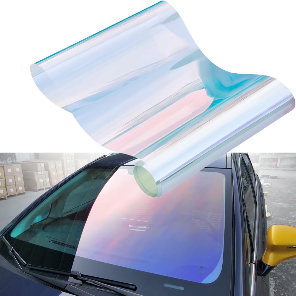 Blueshyhall Auto Tönungsfolie Chamäleon 80% VLT, Lila und Rot Verlauf Autofenster Folie Blendschutz Sonnenschutzfolie für Auto Frontscheibe, Seitenfenster (50 x 300 cm)