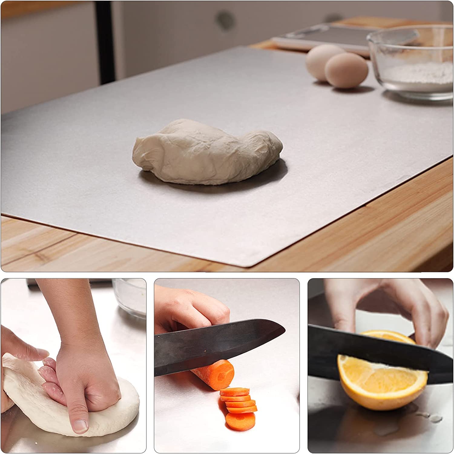 Encimera de acero inoxidable para cocina, 70 x 50 cm, tabla de amasar de acero inoxidable, tabla de cortar profesional, tabla de cortar pizza, tabla de pasta, tabla de pasta para cocina, bar,