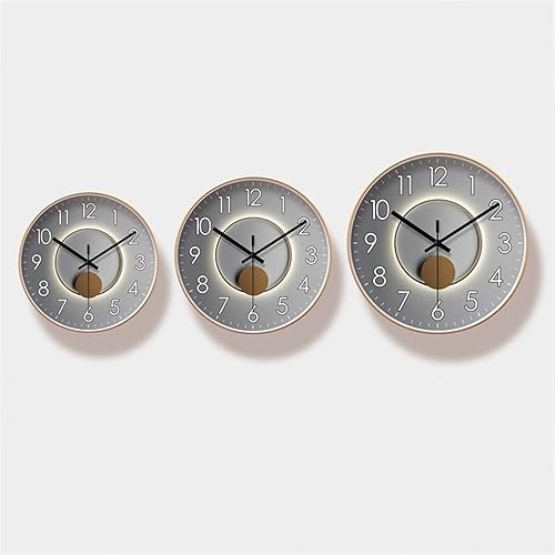 Miniatura 4 de HASMI Reloj para sala de estar, reloj de cuarzo, luz de moda, reloj de pared silencioso de lujo, reloj digital circular simple de 9.8 in11.8 in13.8