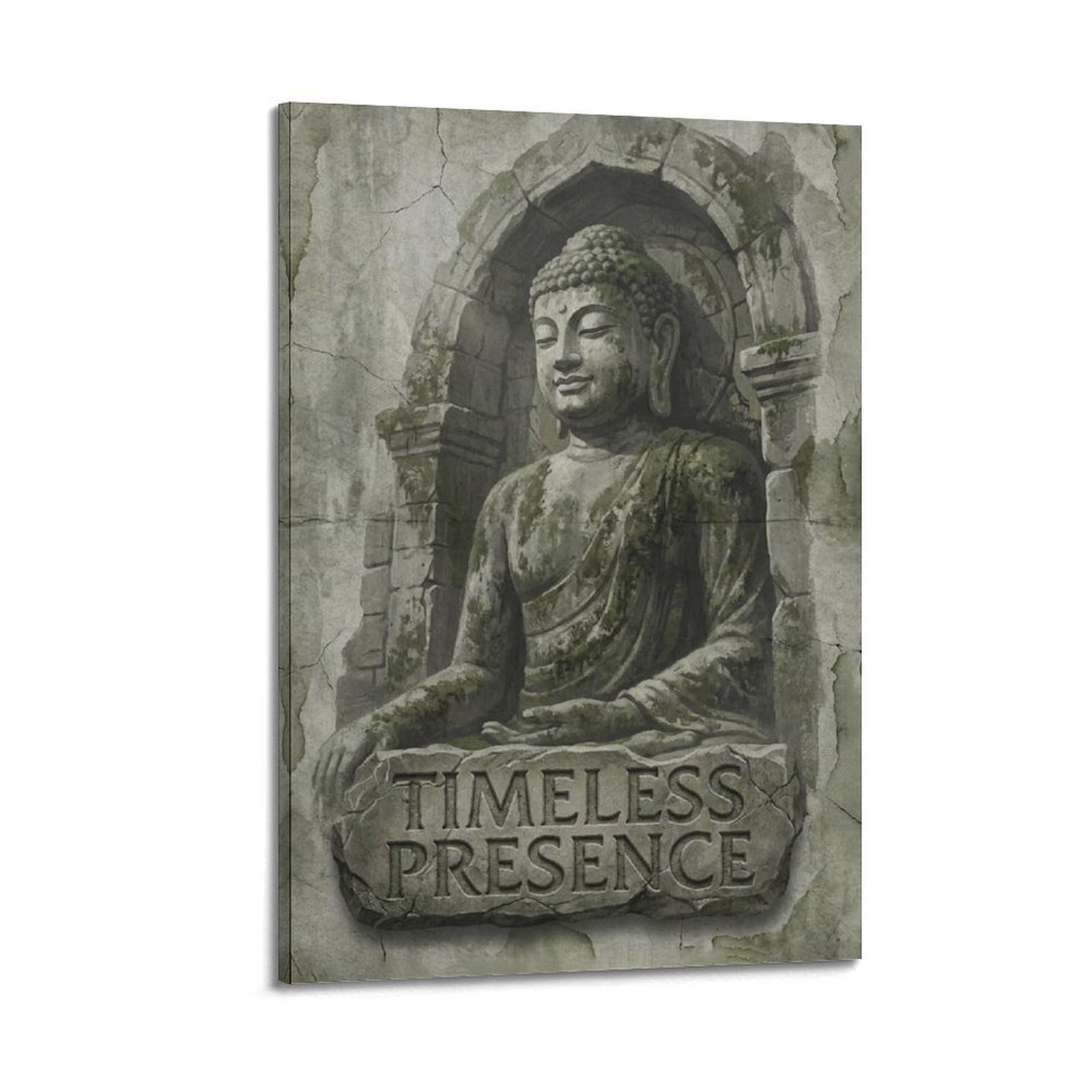 XKUGA Stone Buddha Poster Temple Relief Timeless Meditation Modern Decorative Canvas Prints - Ideal Wall Art for Family, Man Cave, Game Room, Boys & Girls Bedroom 20x30inch(50x75cm)