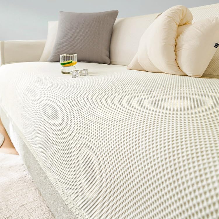 Funda Sofa Chaise Longue Fundas Sofá 1/2/3/4 /5 Plazas Fundas de Cojín Ajustables para Parte Trasera Protector de Muebles para Perros Mascotas,Beige,36 * 71in/90 * 180cm