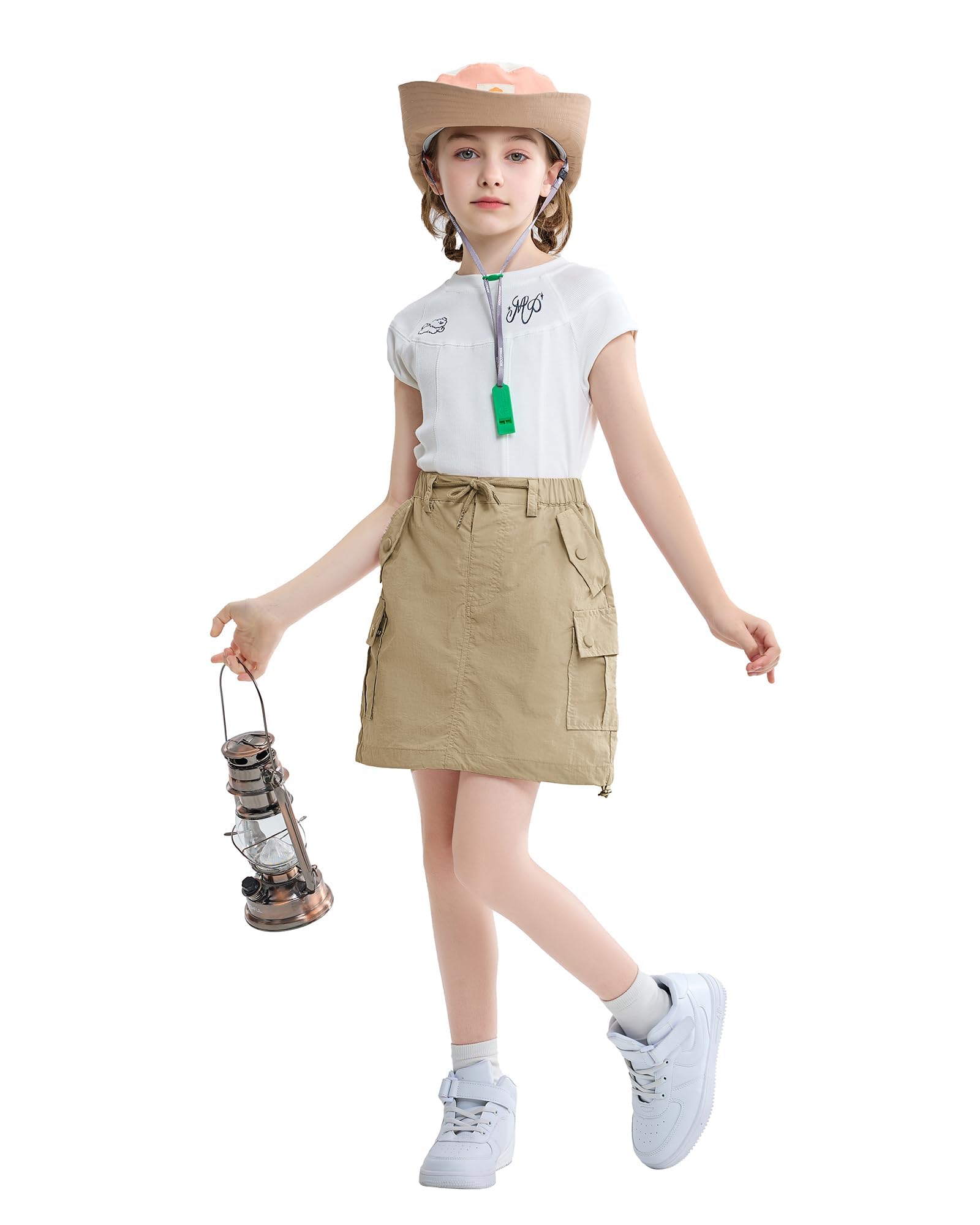 Rolanko Faldas para Niñas Pantalones Cortos Interiores con Bolsillos Cargo Skort Cintura Elástica