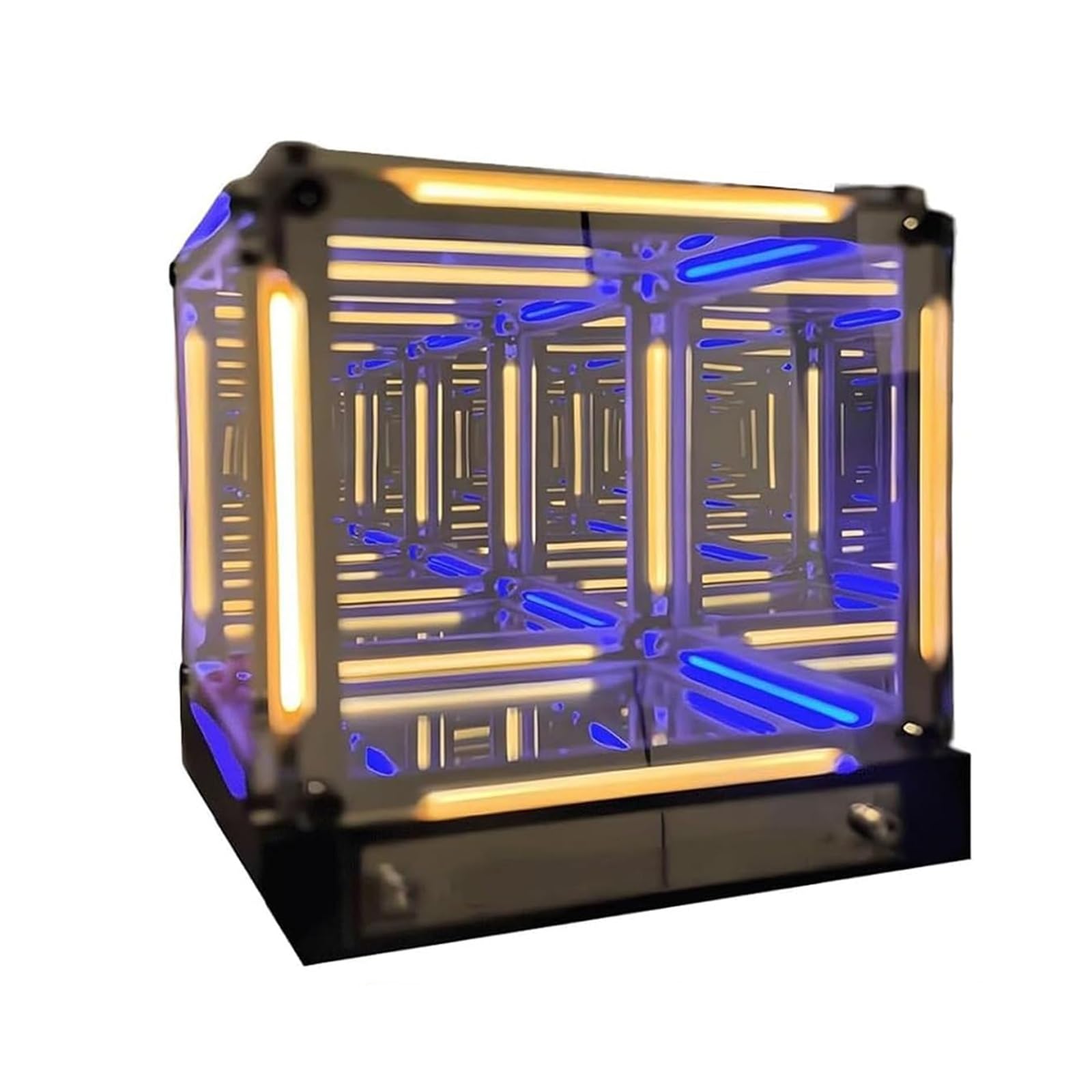 4D Infinity Hyper Cube Night Light, Tesseract Abyss Effect with Stepless Touch Dimming & USB-C Rechargeable, Futuristic Ambient Mood Lamp for Gaming Desk Decor(Multi-Colored)