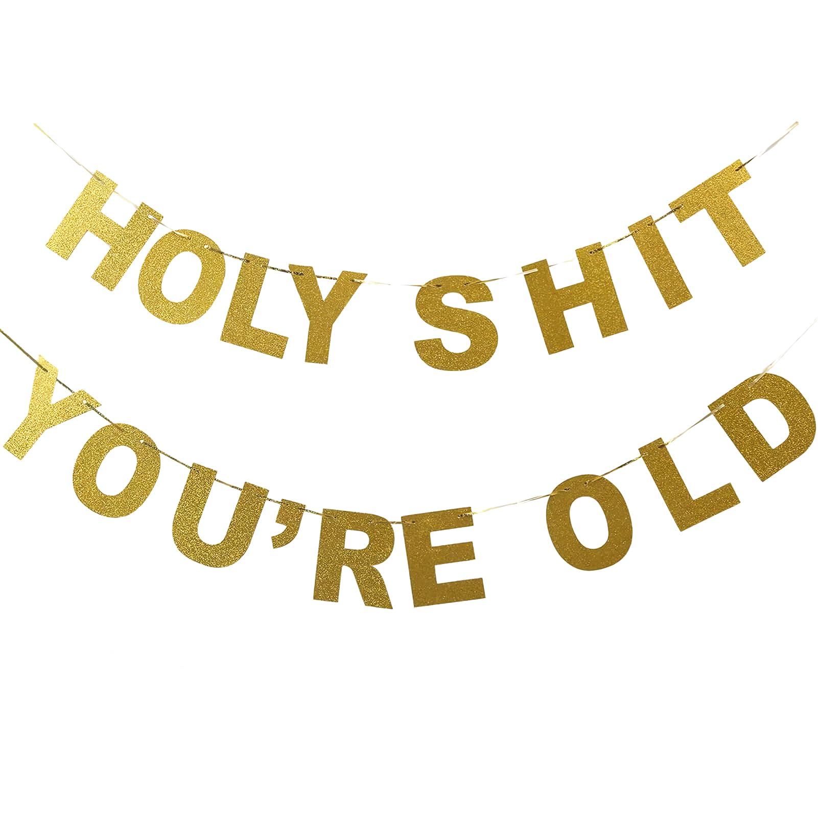 SUNBEAUTY Gold Glitter Girlande Glitzer Banner Mottoparty Dekoration