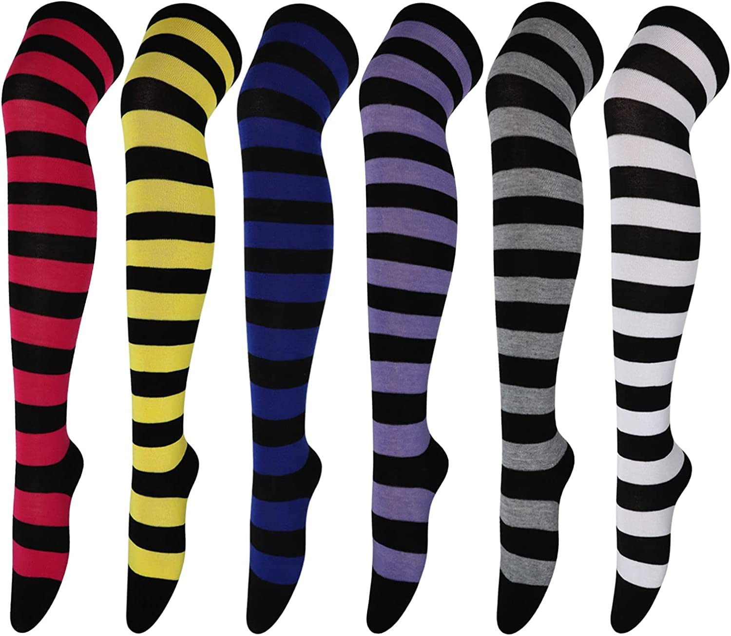 Chalier Cozy 6 Pares Calcetines Hasta la Rodilla para Mujer Calcetines Largos Sobre la Rodilla Muslo Calcetines Altos Niña de Cosplay Casual