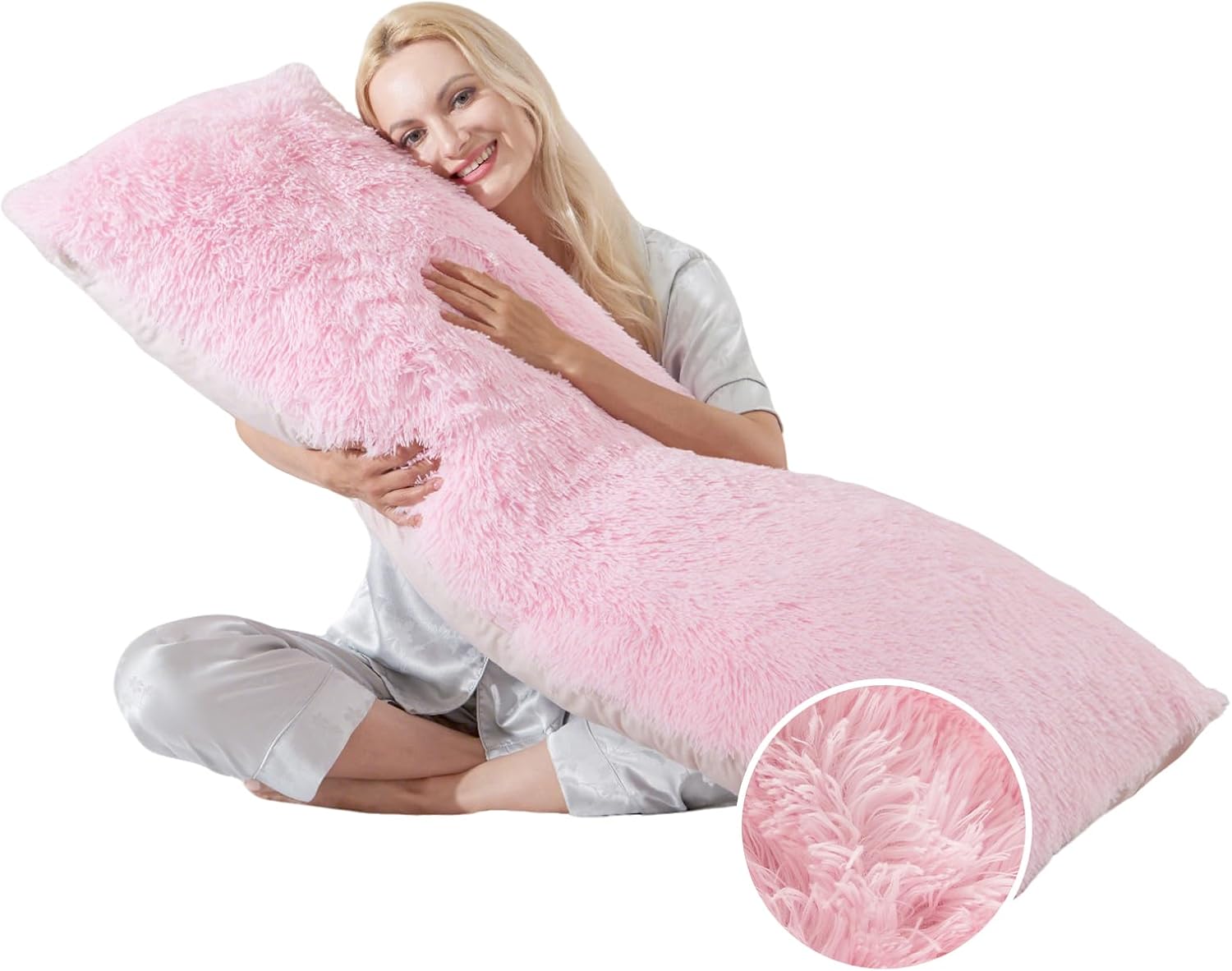 Knee Hip Pillow for Side Back Sleepers 20x54 Kids Pink Body Pillow Pillowcase with Memory Foam Pregnant Pillows for Sleeping King Size Body Bed Pillows Insert Machine Washable