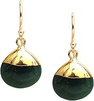 Vista 60 de Gempires - Pendiente de gancho de pera natural, pendiente de meditación, joyería hecha a mano, regalo para ella Yaxaite