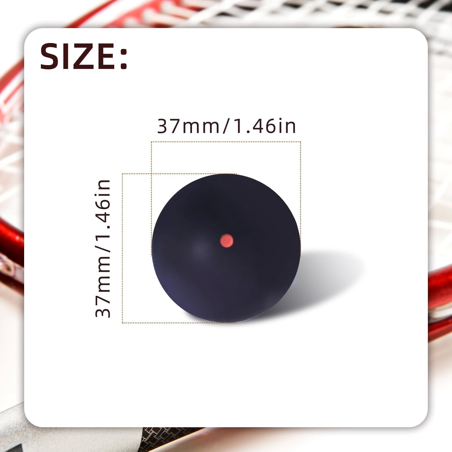 Flylin Single Dot Squash Ball, Squash Balls High Bounce for Competition Training, 37mm Beginner Sports Squash Ball Pack of 3