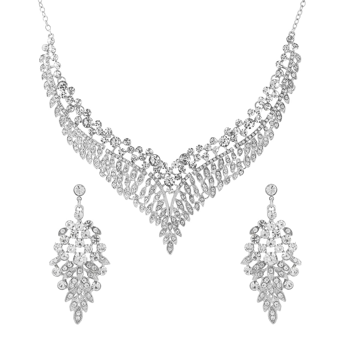 Yellow Chimes Jewellery Set For Women Silver Toned Crystal Designed Necklace Set For Women and Girls Valentine Gift for Girls (B0BDK6LTJC) Amazon Price History, Amazon Price Tracker