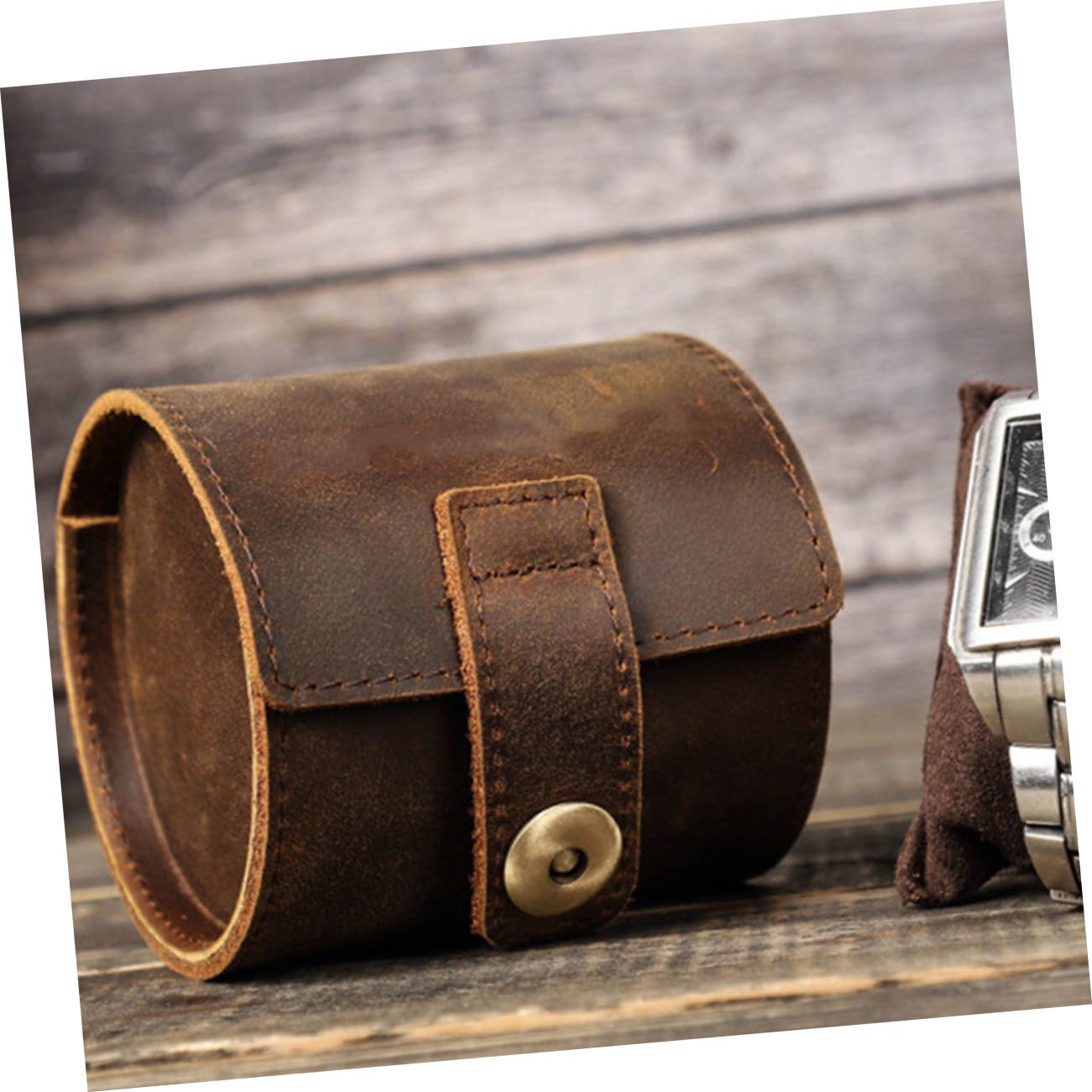 Estuche para Reloj Individual Caja de Viaje Enrollable para Relojes de Hombre y Mujer Diseño de Botón Portátil