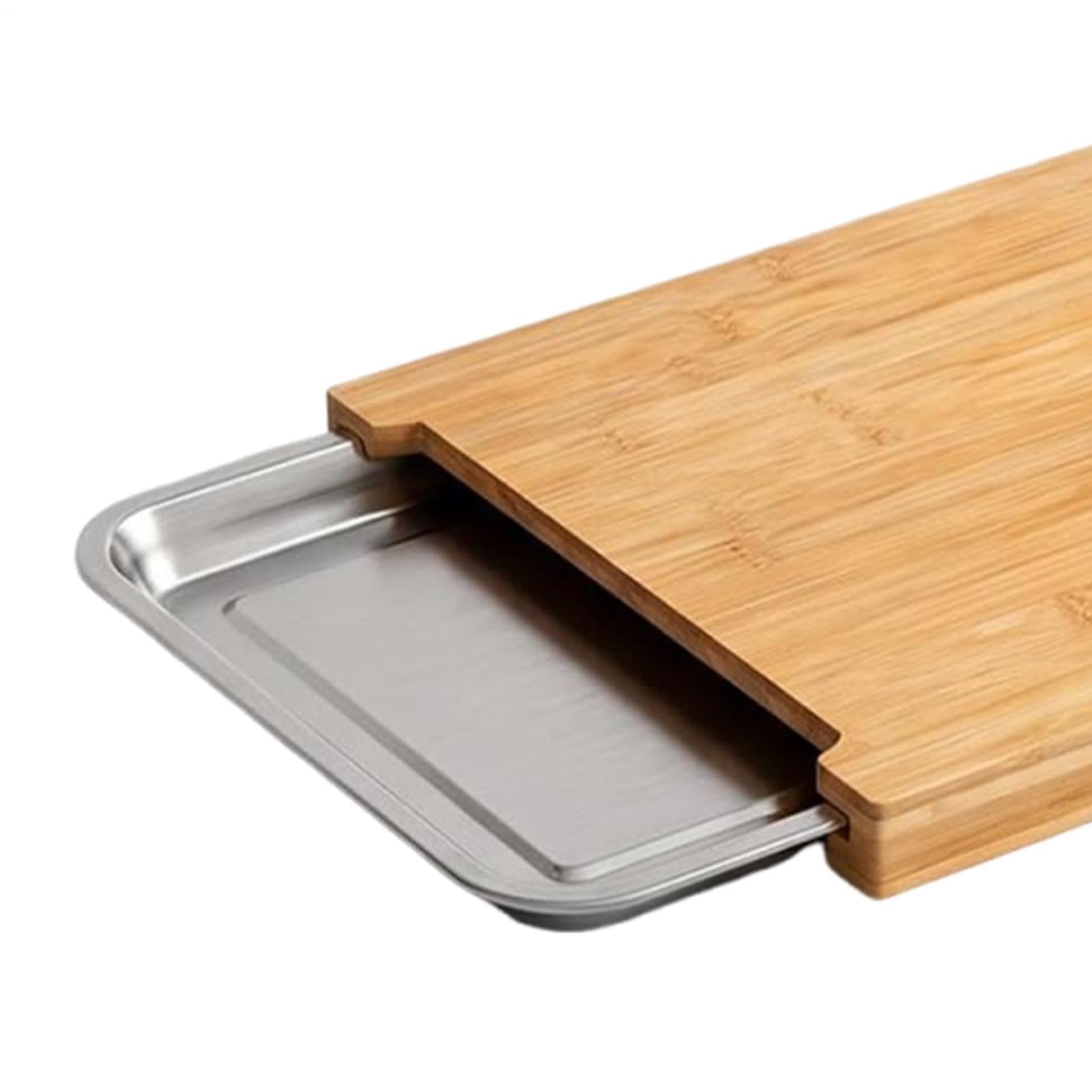 Tagliere in legno con vaschetta di raccolta, grande tagliere di alta | Tagliere in legno, per carne, bistecche, casa, ristorante, giardino e campeggio