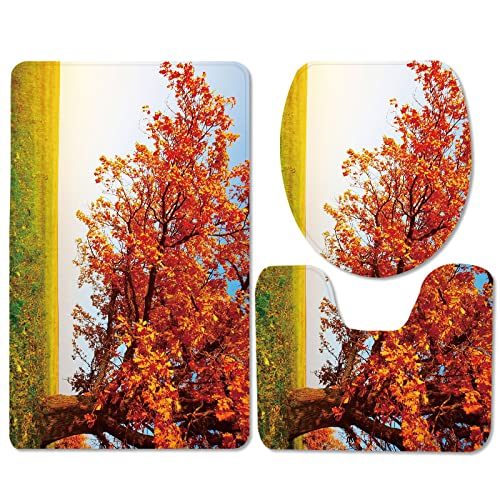 Badematten Set 3 teilig,Toilettenmatte Set,3er Badgarnitur Badezimmer Matte Set Dusch Bade Matte Vorleger Teppich 3D…