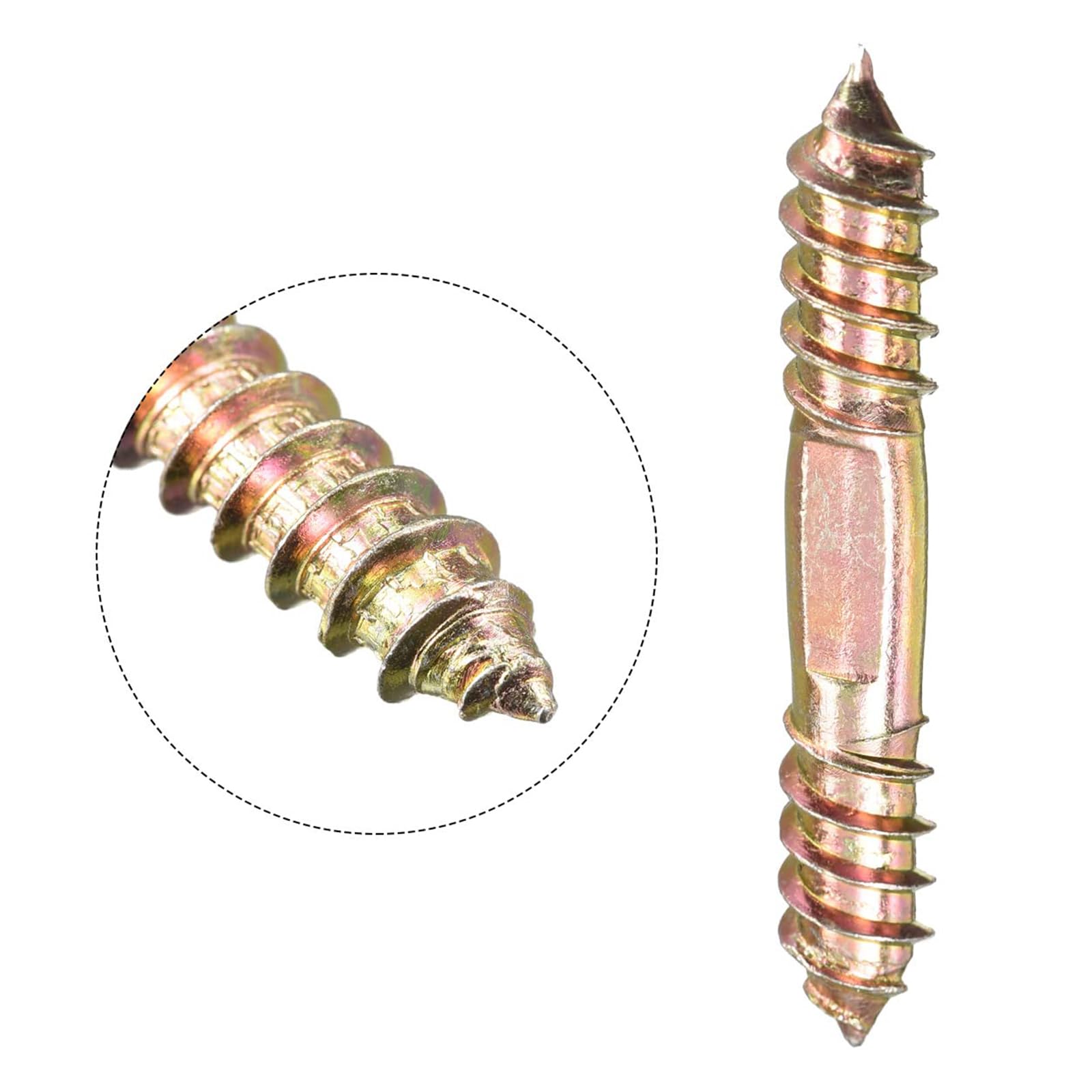TOP-VIGOR 12Pcs Hanger Bolts, M10x60mm Double Ended Self-Tapping Thread Wood to Wood Dowel Screws, Double Ended Dowel Screws - Image 4