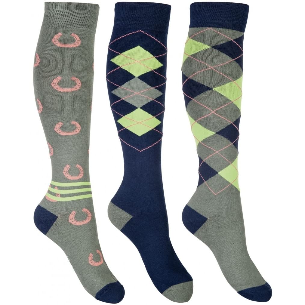 HKM Sock Cardiff Navy/Olive Green 12.5