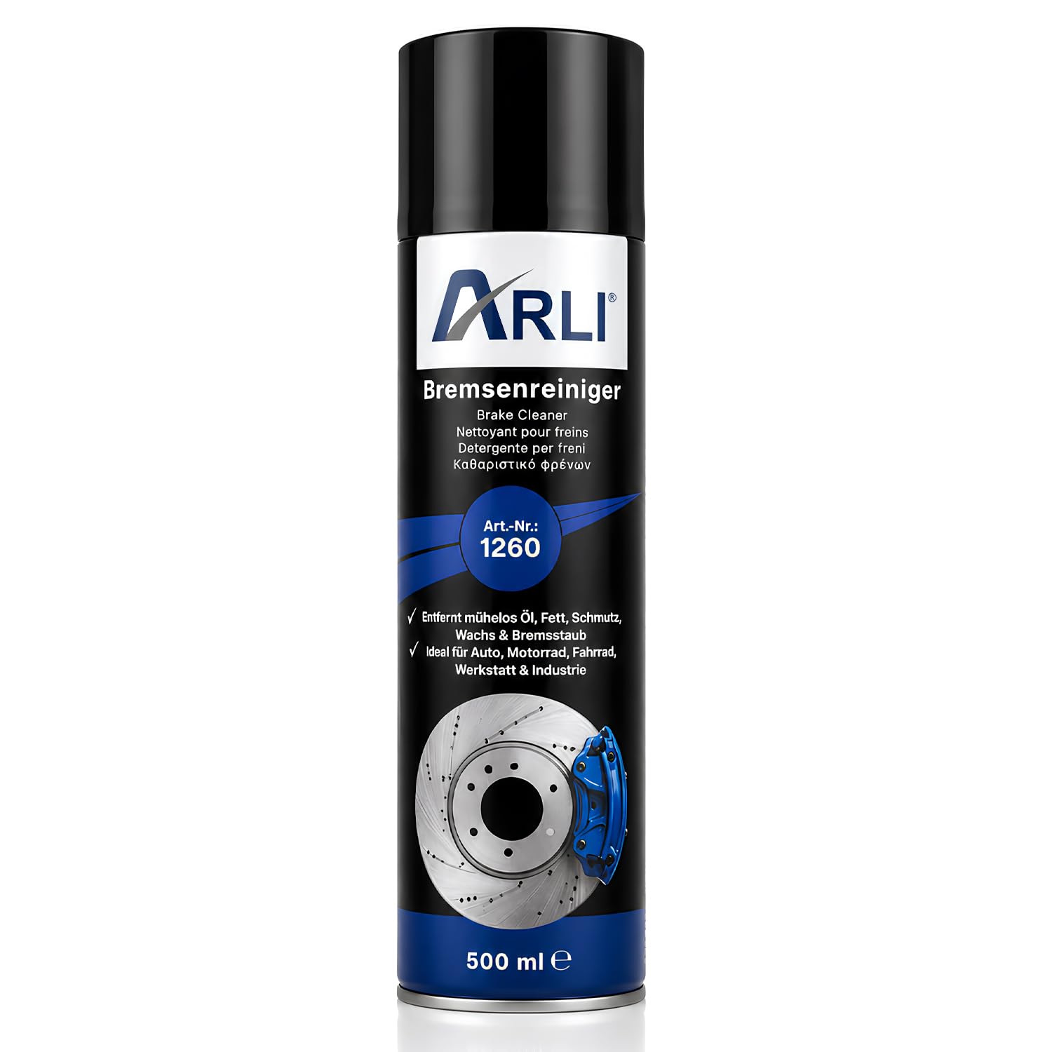 ARLI Bremsenreiniger 24x 500 ml Bremsreiniger Spray Teilereiniger Kaltreiniger Entfetter 360° Ventil für Auto Motorrad Werkstatt Kupplungsreiniger entfernt Öl Fett und Schmutz