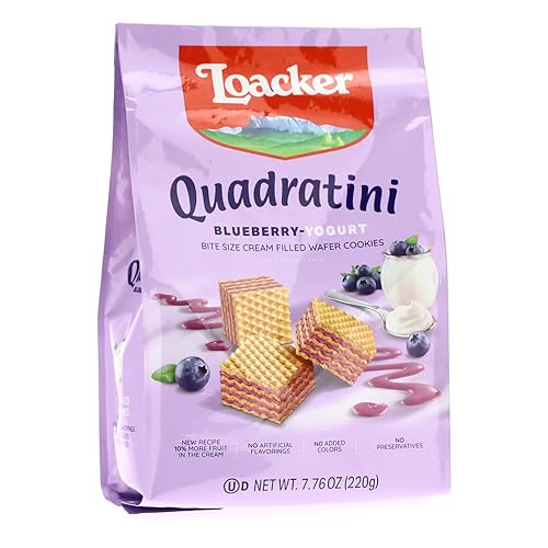 Loacker Quadratini - Galletas prémium de oblea con yogur de arándanos, 220 gramos7.76onzas