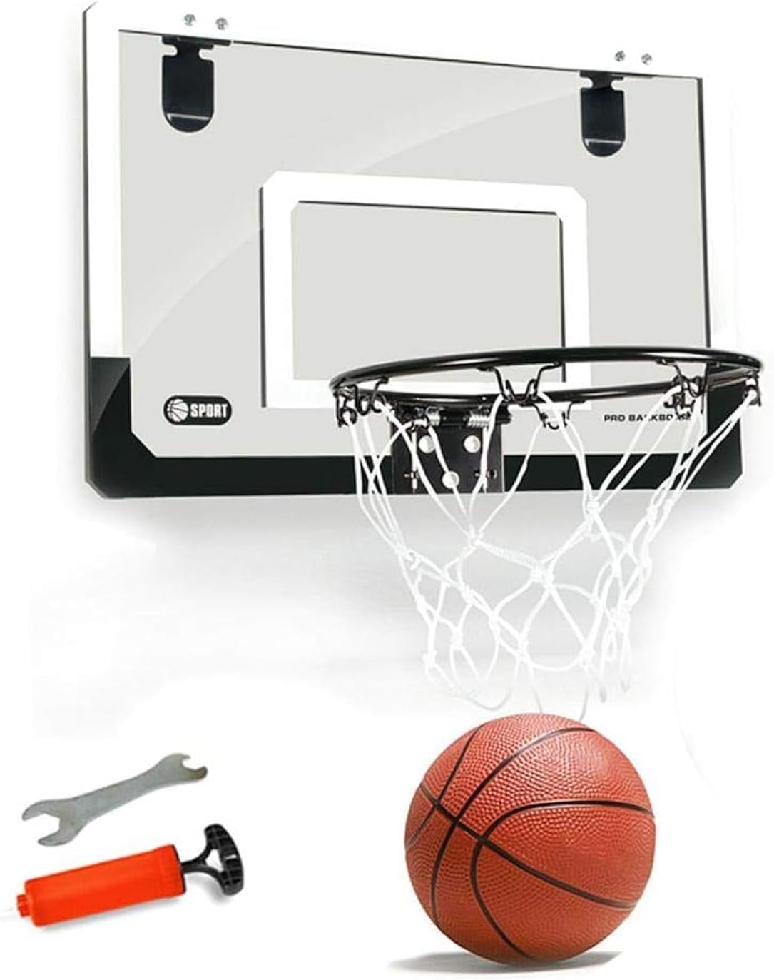 Tawcal Mini Basketball Hoop Set for Door, 18x12in (Black)