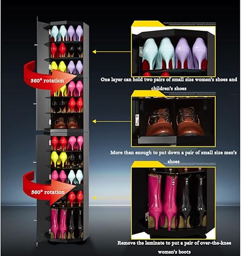 Miniatura 6 de Zapatero moderno de 9 niveles de metal con rotación de 360 grados para zapatos, torre redonda octágona, giratoria, para la entrada, zapatero