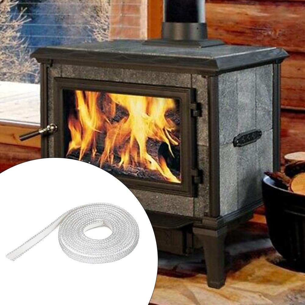 Hochtemperatur-Seil für Ofen und Pelletöfen, 15 mm breit, langlebige weiße Fasern, 200 cm Länge, hitzebeständige Dichtung für Energieeffizienz