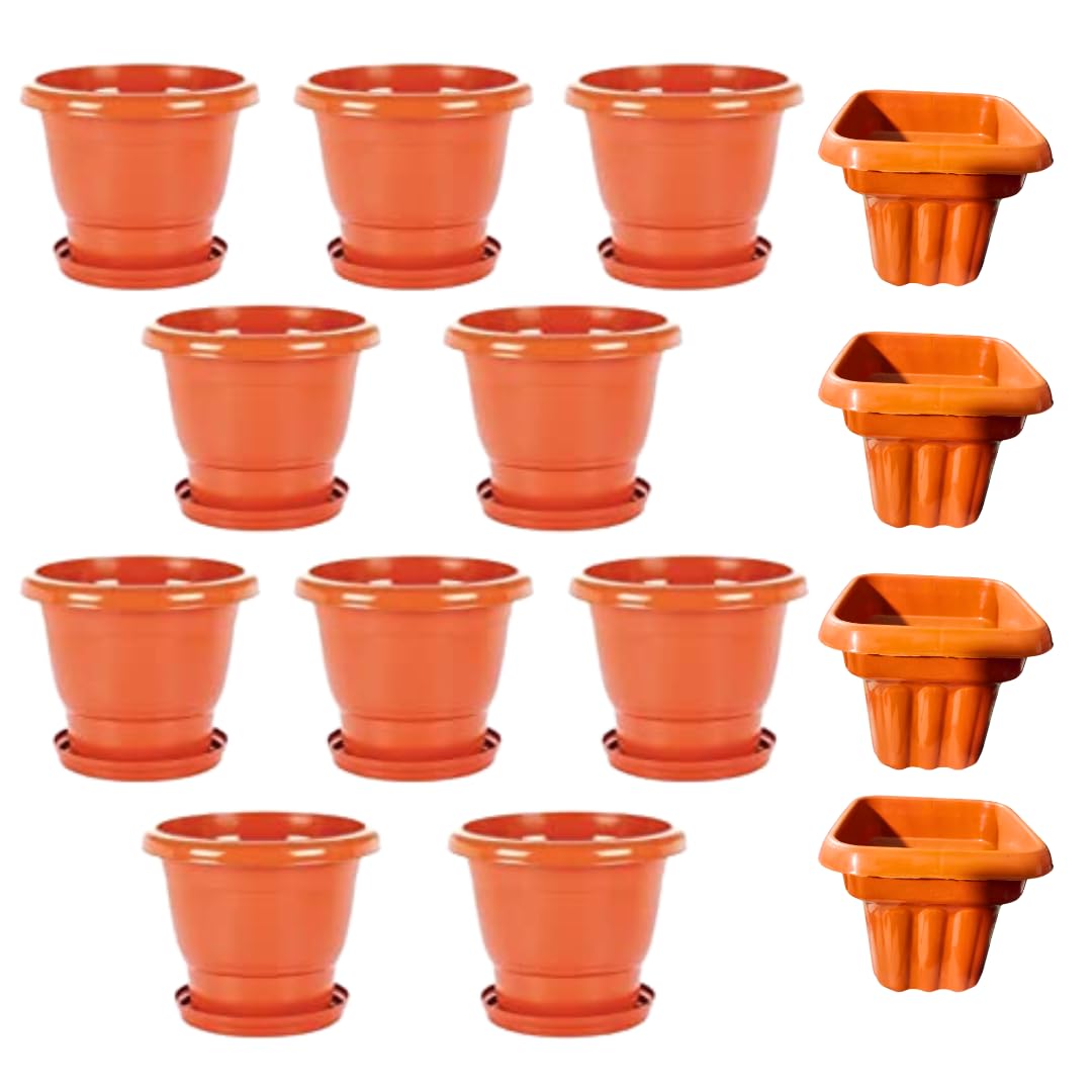 God of Goods Heavy Duty Plastic Future Green Pot for Flowers Plants for Home/Gardens Indoor/Outdoor Planter with Bottom Plate/Tray (12 Inches, and 4 Pot 6 inches, Pack of 14) (B09M8F72W2) Amazon Price History, Amazon Price Tracker