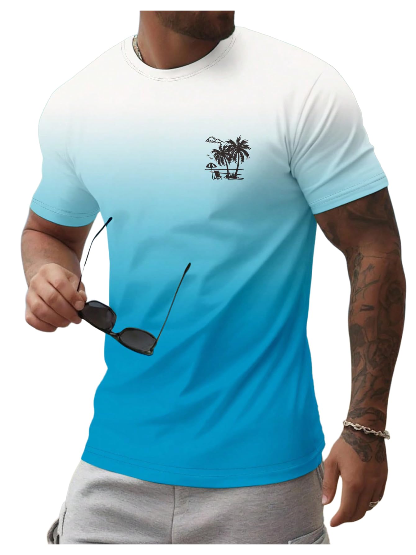 Men's Short Sleeve Graphic Tees Summer Crewneck Top Shirt Beach Vacation T-Shirts