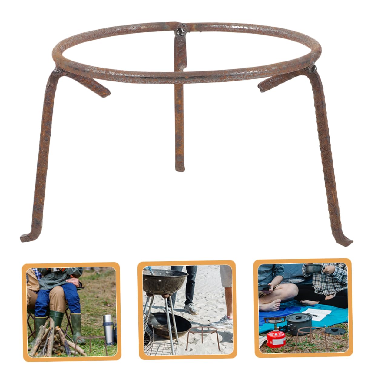Soporte de Hierro para Wok de Exterior Reutilizable y Estable para Camping