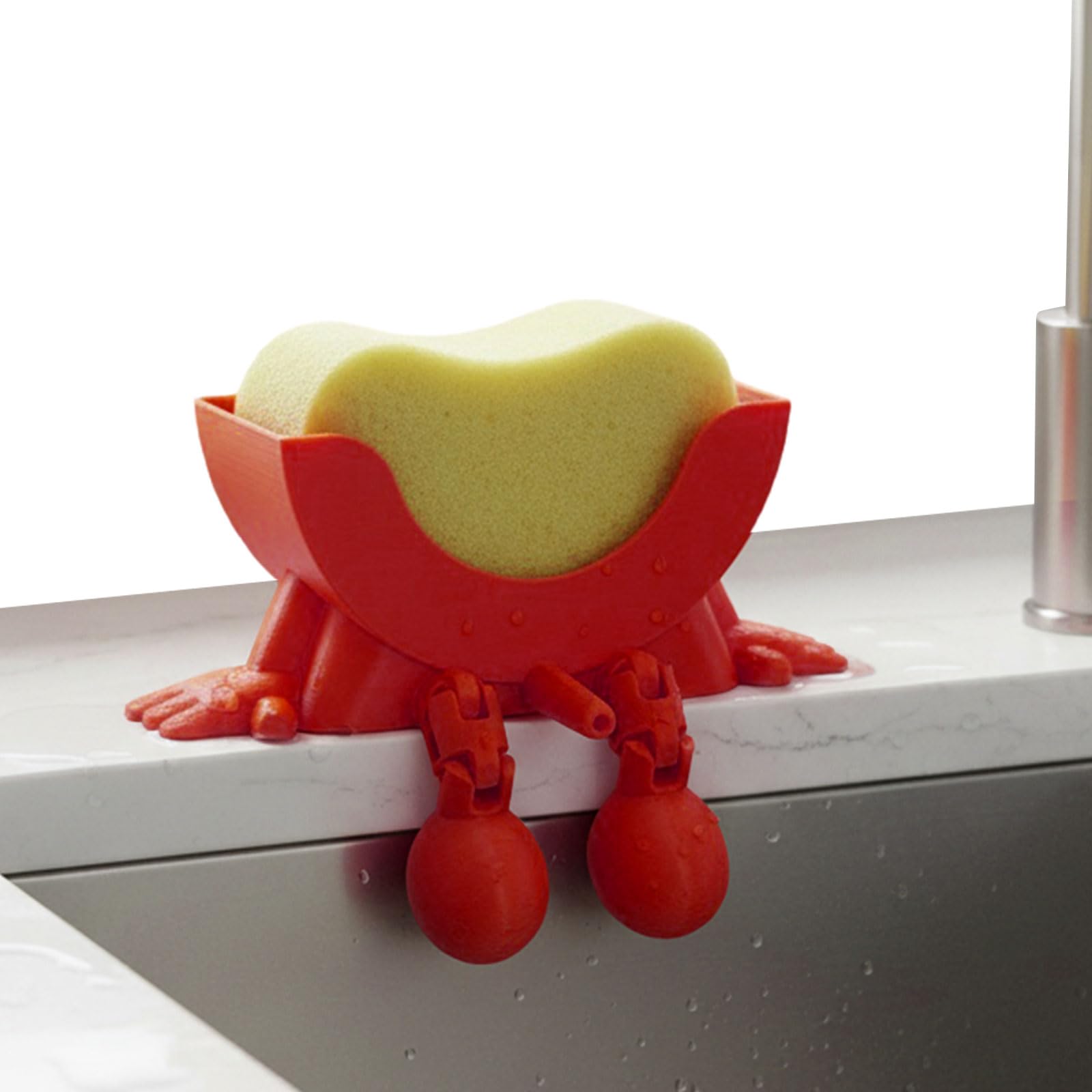 CHANGYUE Portaspugna 3D per, portaspugna sospeso con drenaggio e faccina divertente, organizer per spugne da cucina (Rosso)