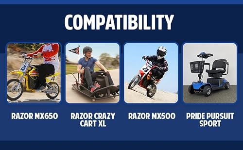 36V 1.5A Battery Charger for Razor MX500 - Premium 36V 1500mA Scooter Quick Charger (3-Pin XLR Connector) for Razor Crazy Cart XL, MX650, Currie, Schwinn S1000, S600, Ezip E1000, X-600 - W15128190014