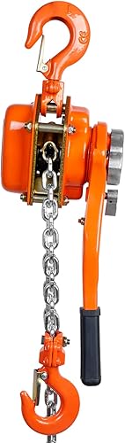 Miniatura 46 de VEVOR Polipasto de cadena de palanca manual, 1/2 tonelada 1100 libras de capacidad de 10 pies, acero al carbono galvanizado G80 con freno Weston